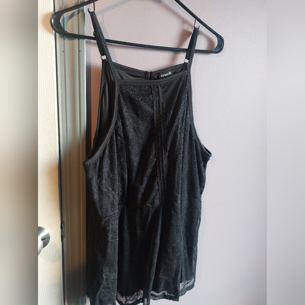Torrid 3 Black Lace High-Neck Tank Top